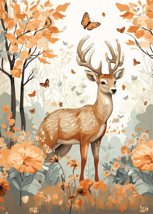 Poster Deer in Autumn
