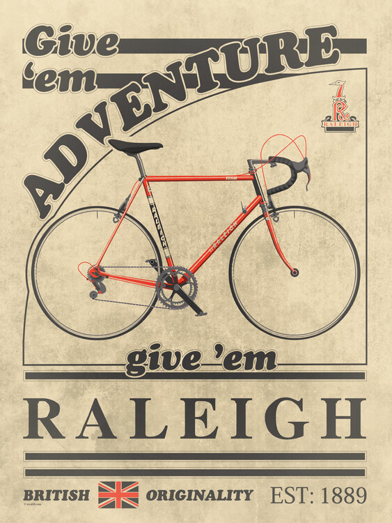 Poster Raleigh Bicycle Vintage Style Advert