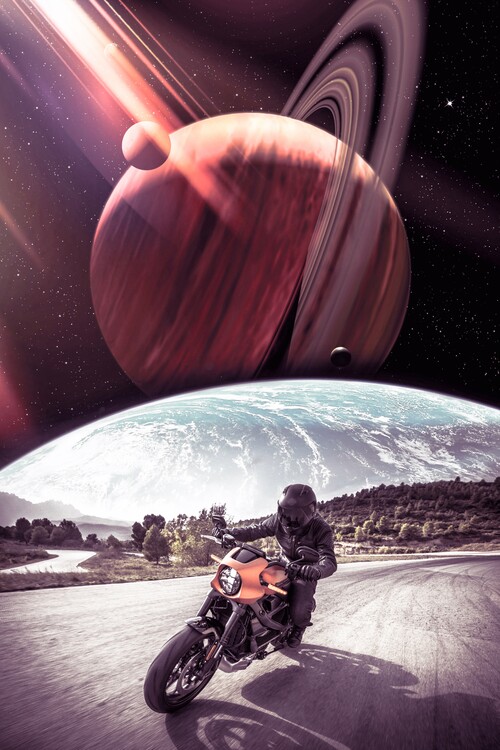 Plagát Motorcycles at the speed of Saturn's rings