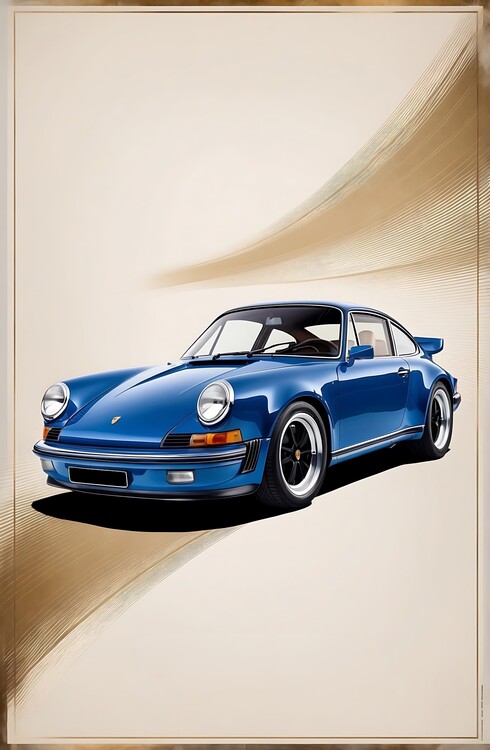 Canvas Print Retro Porsche 911 GT Turbo Poster: Iconic Car