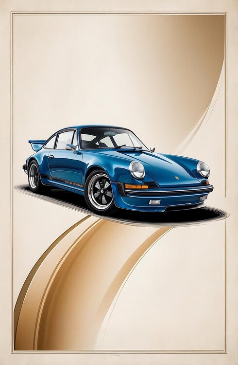 Poster Nostalgic Porsche 911 GT Turbo Art Print: Vintage Style