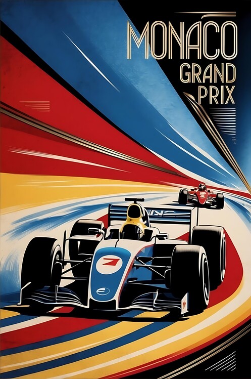 Plakat Abstract Vintage Monaco Grand Prix: Iconic Race Illustration