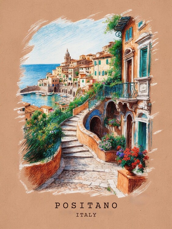 Plakát Bring Positano’s Scenic Charm Home with Vintage Art