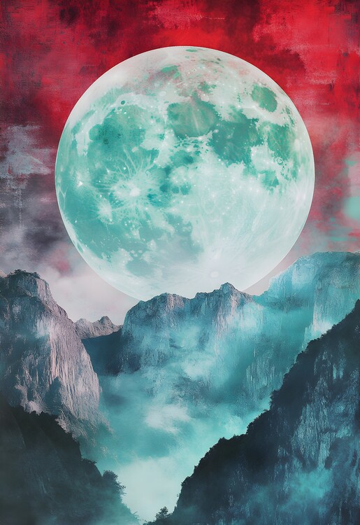 Poster Moon and mountains