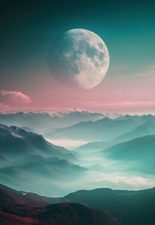 Poster Moon and a valley