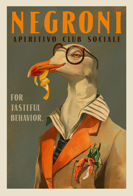 Sticker Vintage Art Deco Negroni