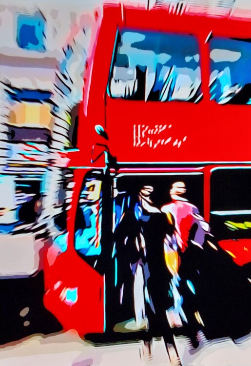 Plagát Red bus entrance
