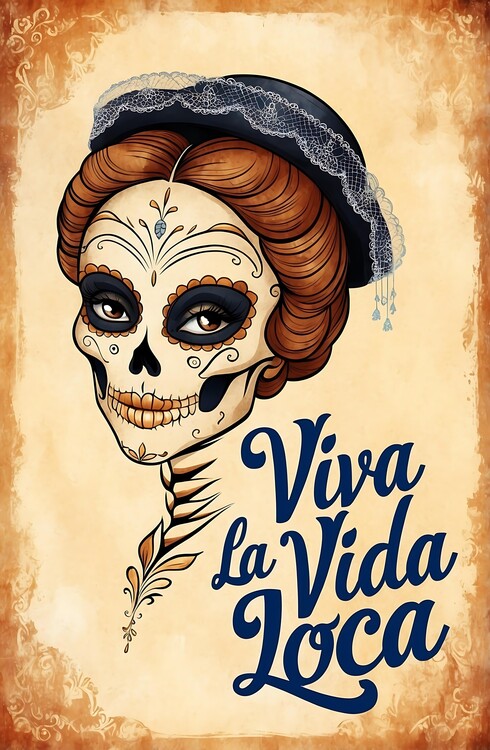 Плакат Retro Catrina Calavera Skull Art for Day of the Dead