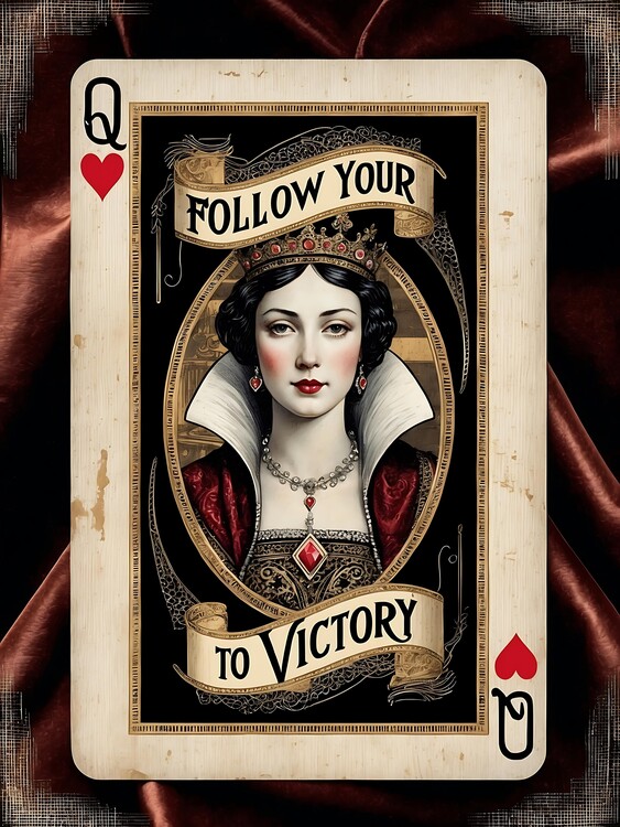Плакат Beautiful Vintage Queen of Hearts Art Print