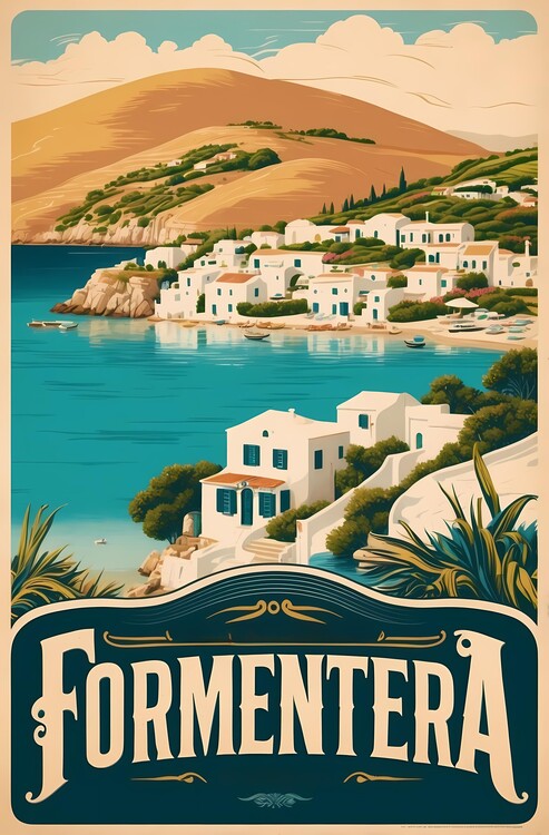 Плакат Vintage Formentera Art Print with Mediterranean Charm