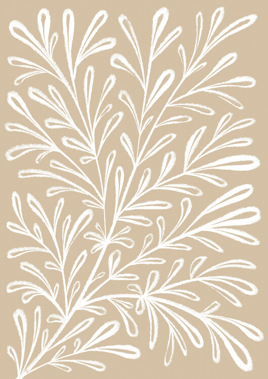 Poster Beige White Plant