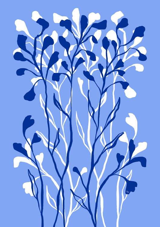 Poster Blue Gentle Plants