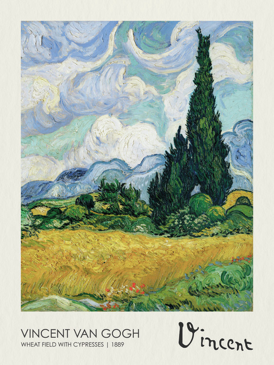 Poster Wheatfield with Cypresses (1889)