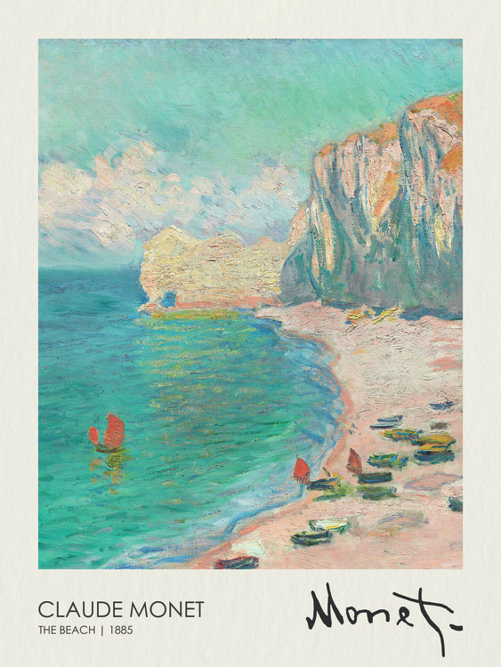 Poster The Beach and the Falaise d'Amont (1885)