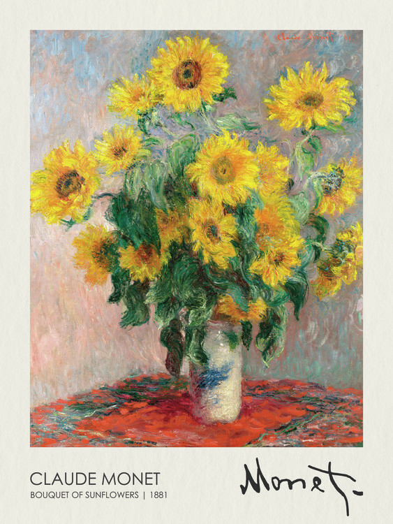Levně Plakát, Obraz - Bouquet of Sunflowers (1881), Claude Monet, 30 × 40 cm