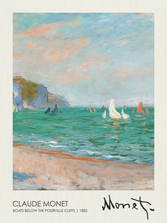 Poster Boats Below the Pourville Cliffs (1882)