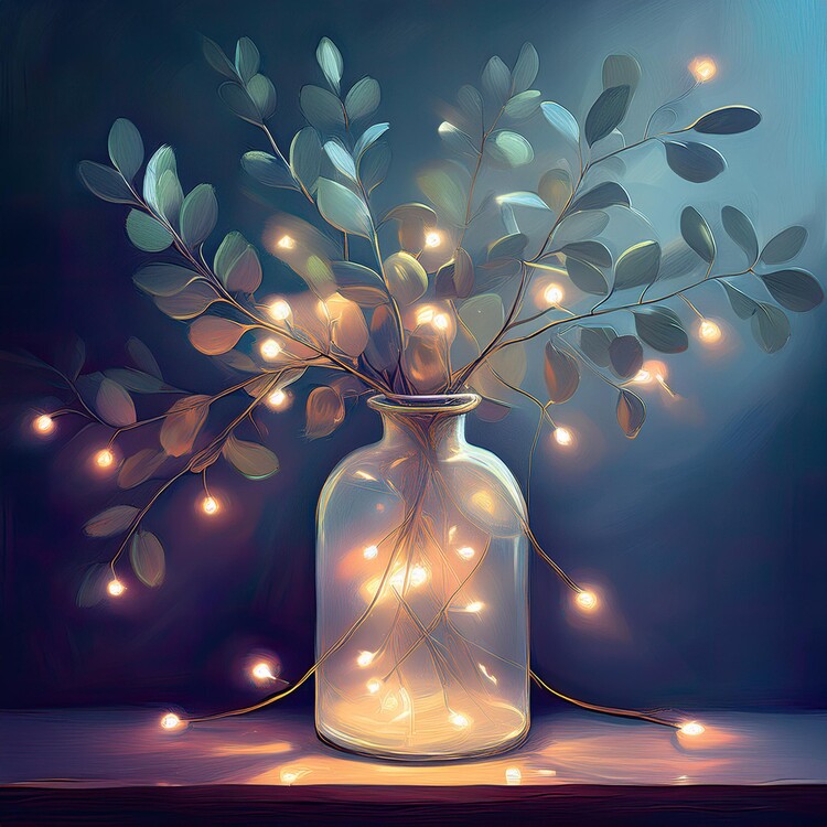 Poster Lit Vase and Flowers