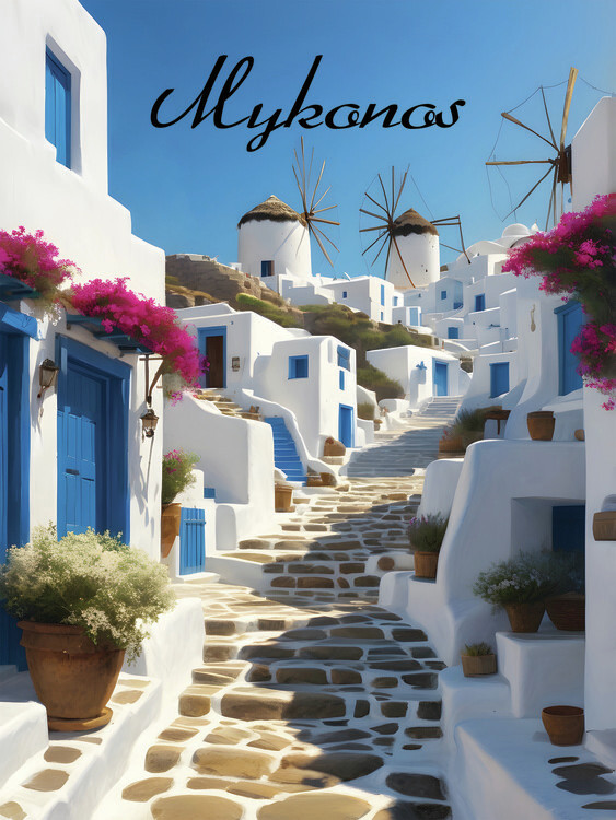 Plakát Mykonos Windmills