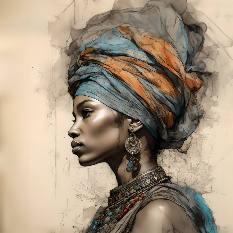 Poster young black woman in a turban