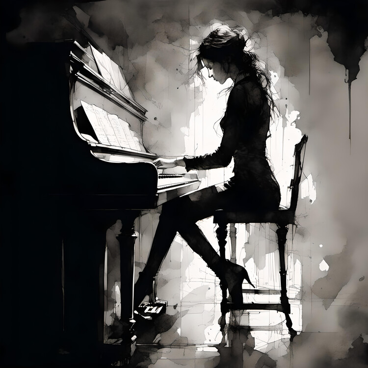 Poster silhouette of a pianist
