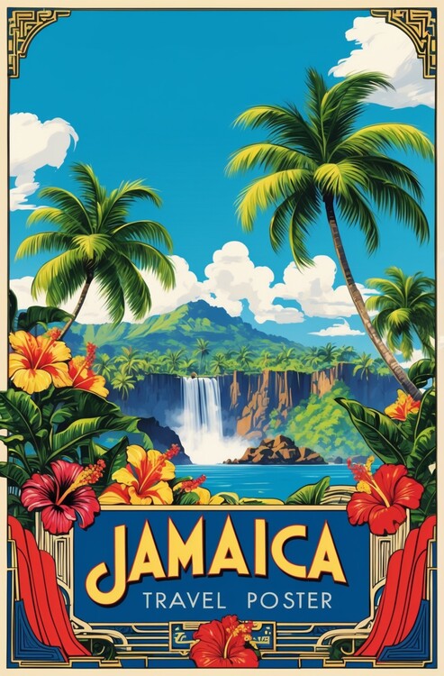 Плакат Vintage Jamaica Island Art Print for Tropical Vibes