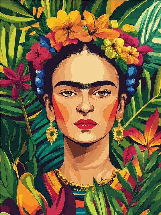 Poster Frida Kahlo Floral Portrait