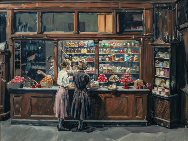 Плакат The Sweet Shop in the style of Edward Hopper