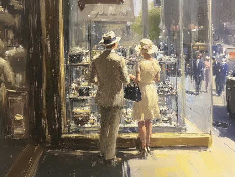 Плакат The Engagement in the style of Edward Hopper
