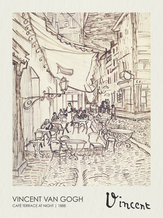 Canvas Print Café Terrace at Night Sketch (1888)