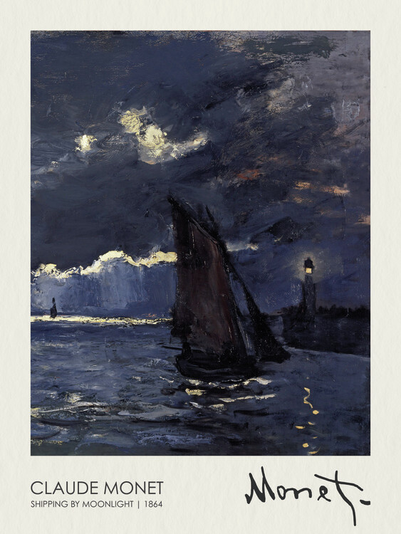 Poster A Seascape, Shipping by Moonlight (1864)