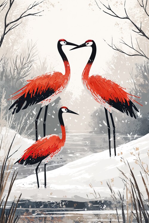 Poster Chinese style bird illustration.