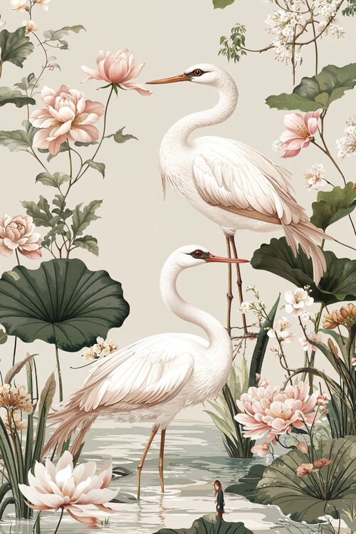 Poster Chinese style bird illustration.