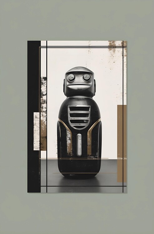 Плакат Vintage Robot-Inspired Abstract Art