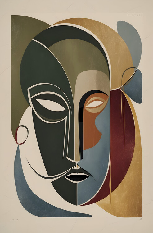 Плакат Retro-Inspired Mask Illustration