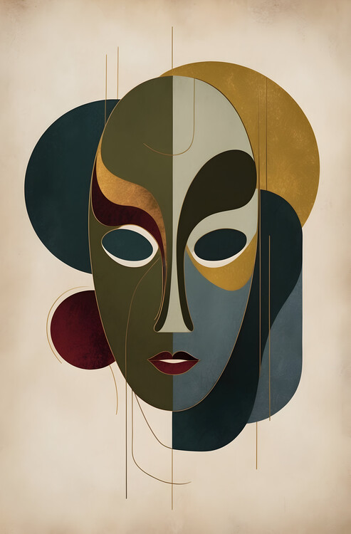 Плакат Retro Abstract Mask in Warm Tones