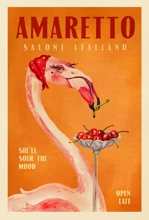 Poster Amaretto Flamingo Art Deco
