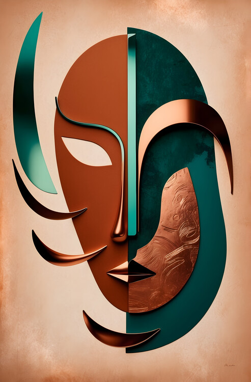 Плакат Vintage Abstract Mask in Warm Tones