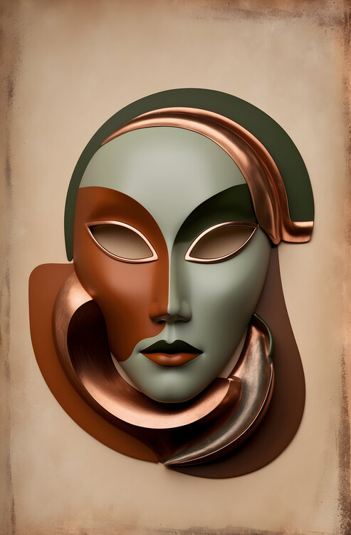 Плакат Bronze Tones Abstract Vintage Mask