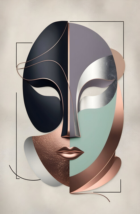 Плакат Bright and Bold Vintage Mask Art