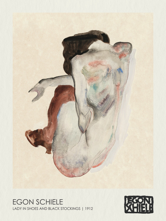Levně Plakát, Obraz - Lady in Shoes and Black Stockings (1912), Egon Schiele, 30 × 40 cm