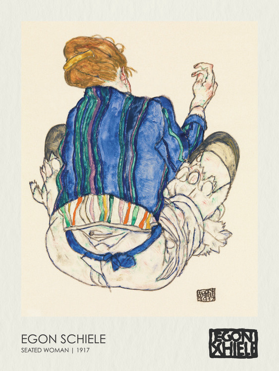 Levně Plakát, Obraz - Seated Woman (1917), Egon Schiele, 30 × 40 cm