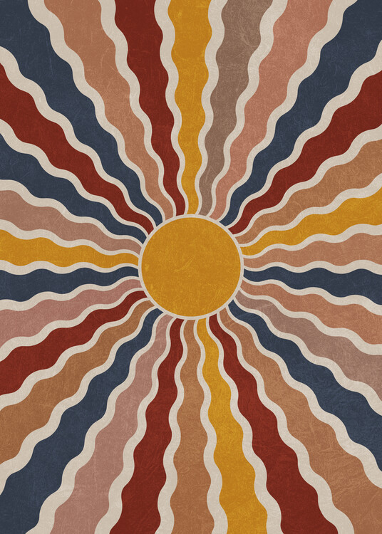 Poster Retro Sunburst Colorful Art