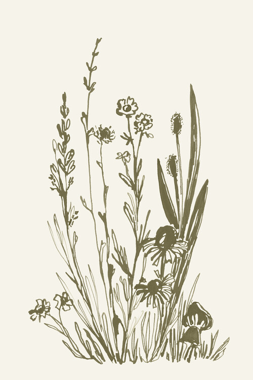 Poster Wildflowers ink sketch