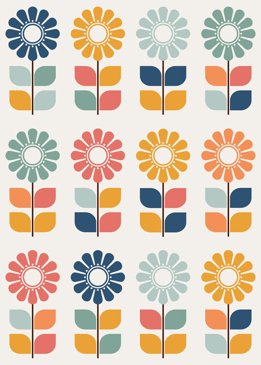 Плакат Colorful Retro Floral Art