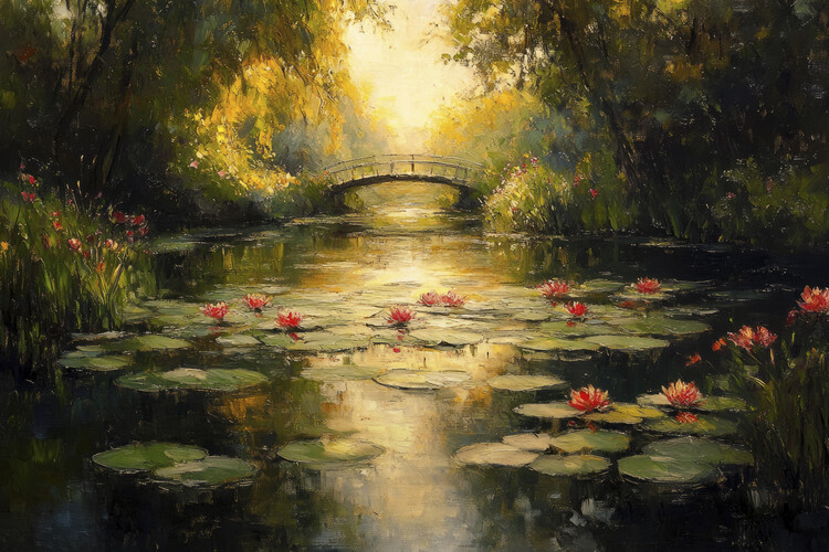 Плакат Summertime Sunset in the style of Claude Monet