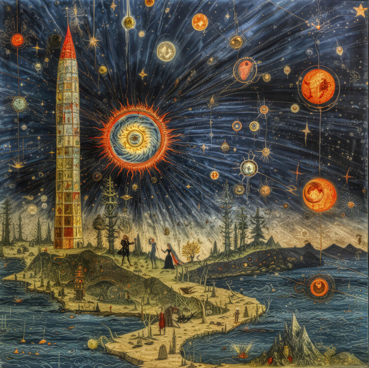 Плакат The Rocket Ship in the style of a Voynich Manuscript