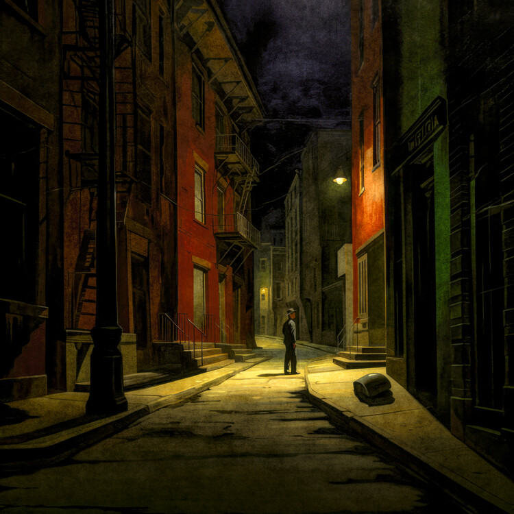 Плакат Dark Streets inspired by Edward Hopper