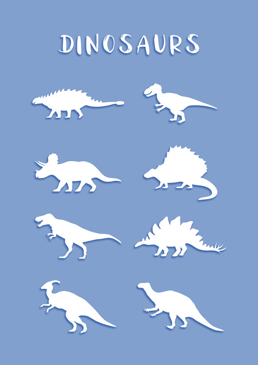 Poster Blue Dinosaurs