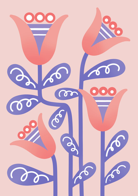 Poster Folk Tulips