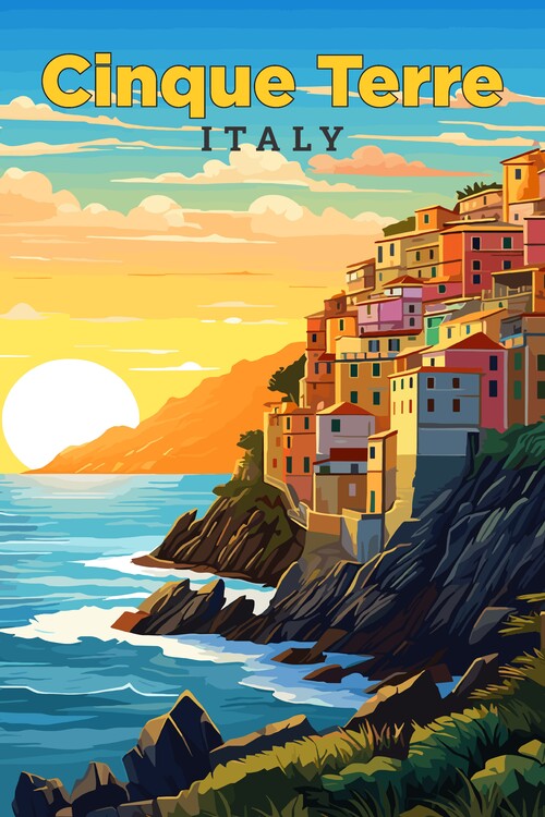 Plakát Cinque Terre Italy Art Travel Poster